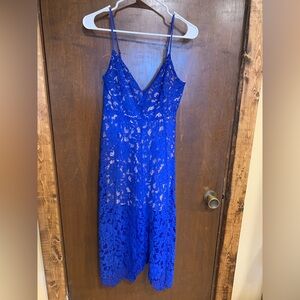 Lulu's Royal Blue Lace Midi Dress